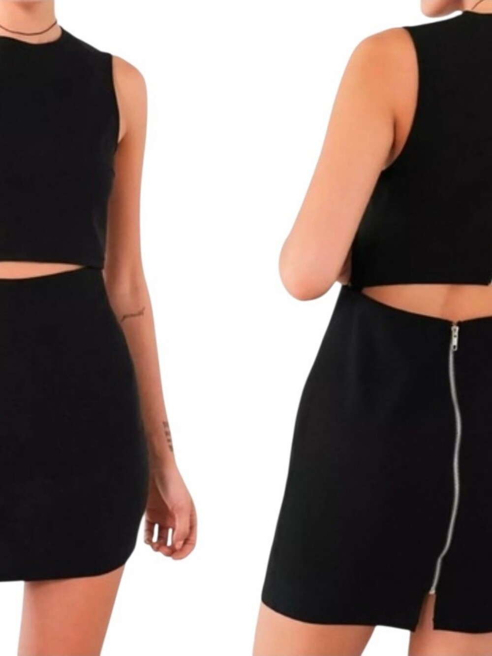 LUCCA Black Cut Out Zip Back Sleeveless Mini Dress - Medium